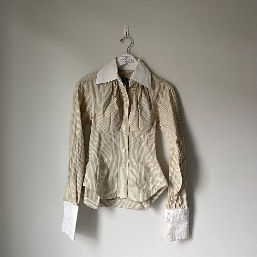 Rare Byron Lars Bergdorf Goodman Stripe Bustier Button Down Size 4